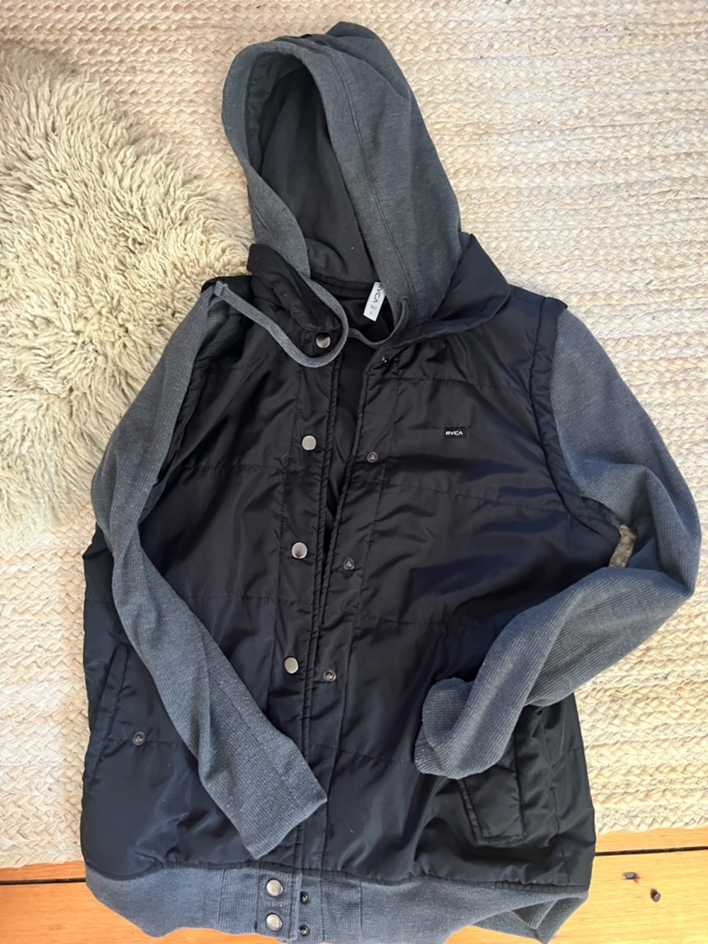 RVCA Black Quilted Vest/ Thermal, Jacket with Subtle Logo
